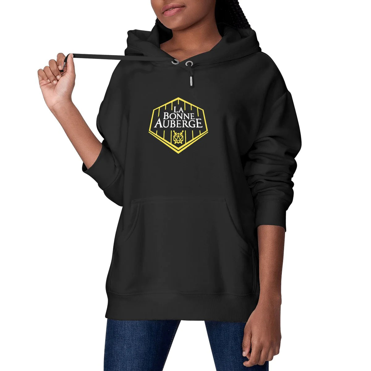 Hoodie premium unisexe logo jaune
